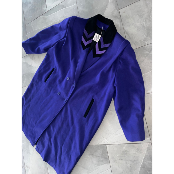 Vintage Yves Venet Purple Chevron Coat 24 1/2 - Picture 5 of 10